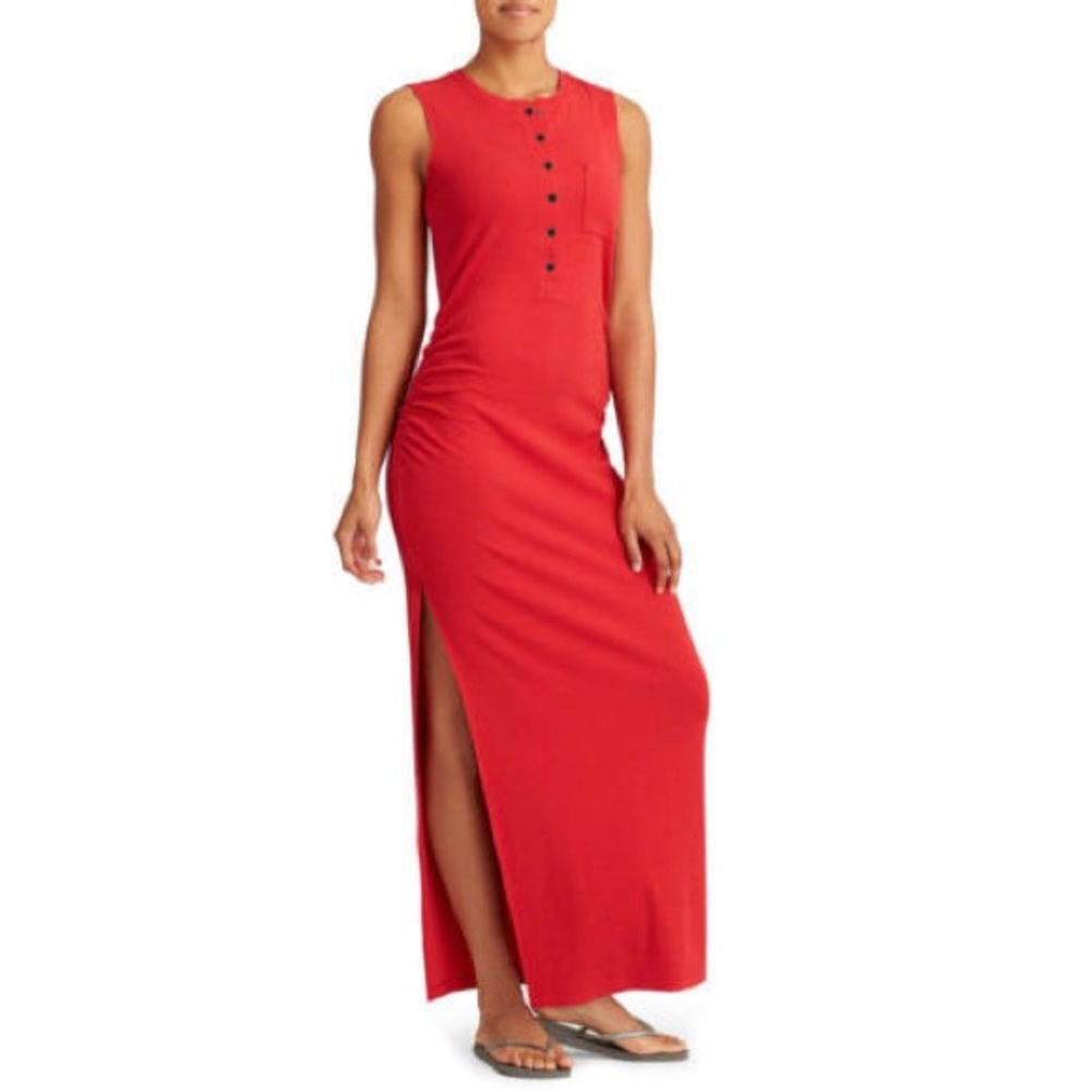 Athleta Rib Henley Maxi Dress